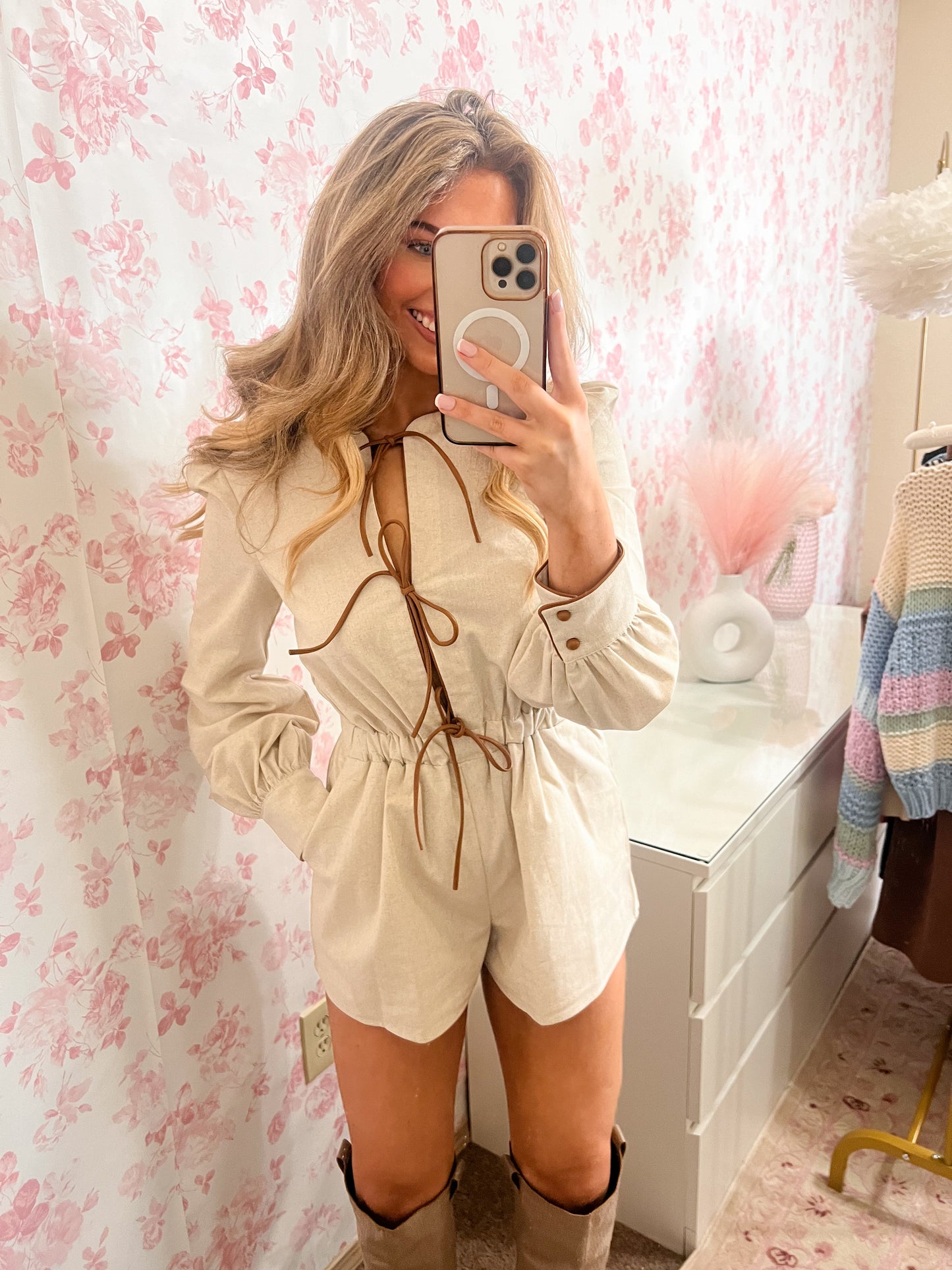 Cameron Long Sleeve Linen Romper