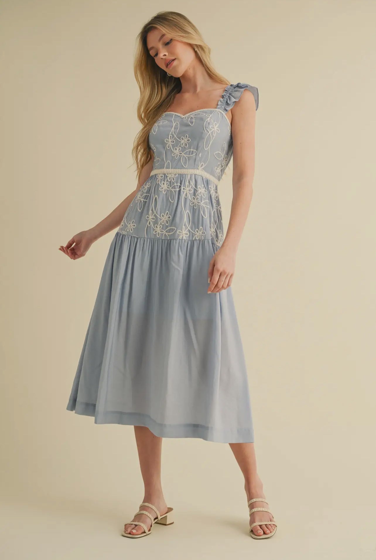 Avery Embroidered Midi Dress