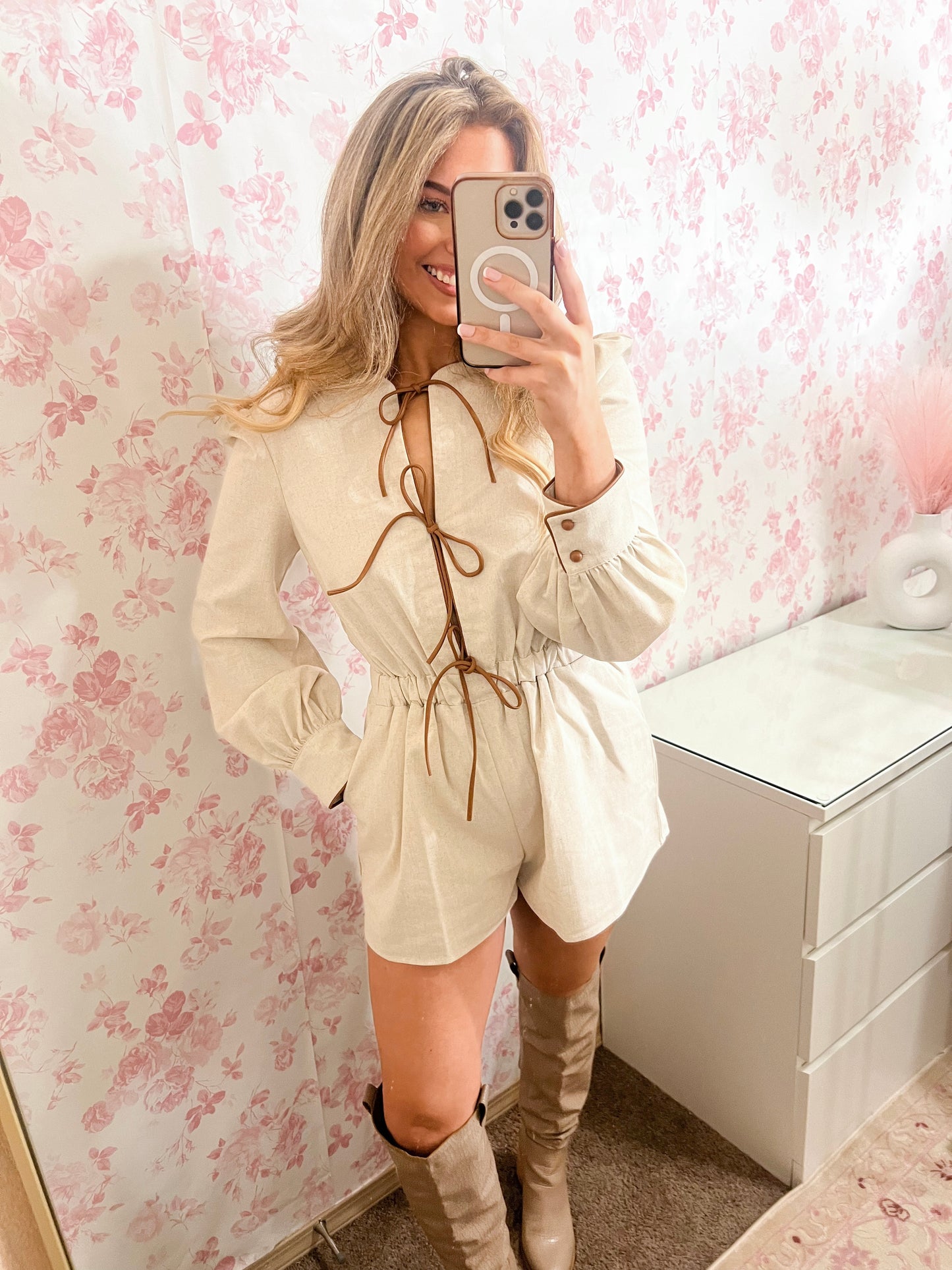 Cameron Long Sleeve Linen Romper