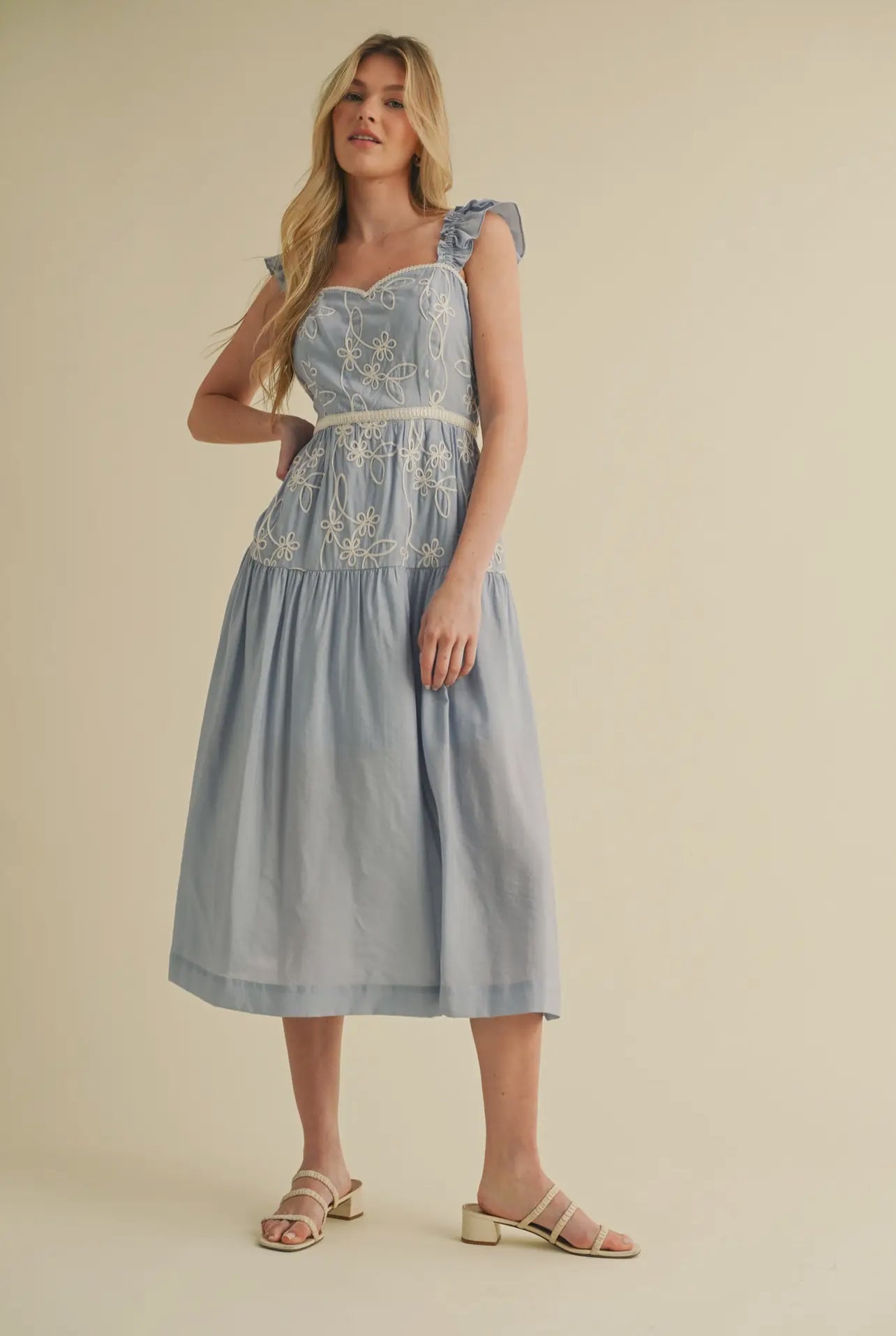 Avery Embroidered Midi Dress