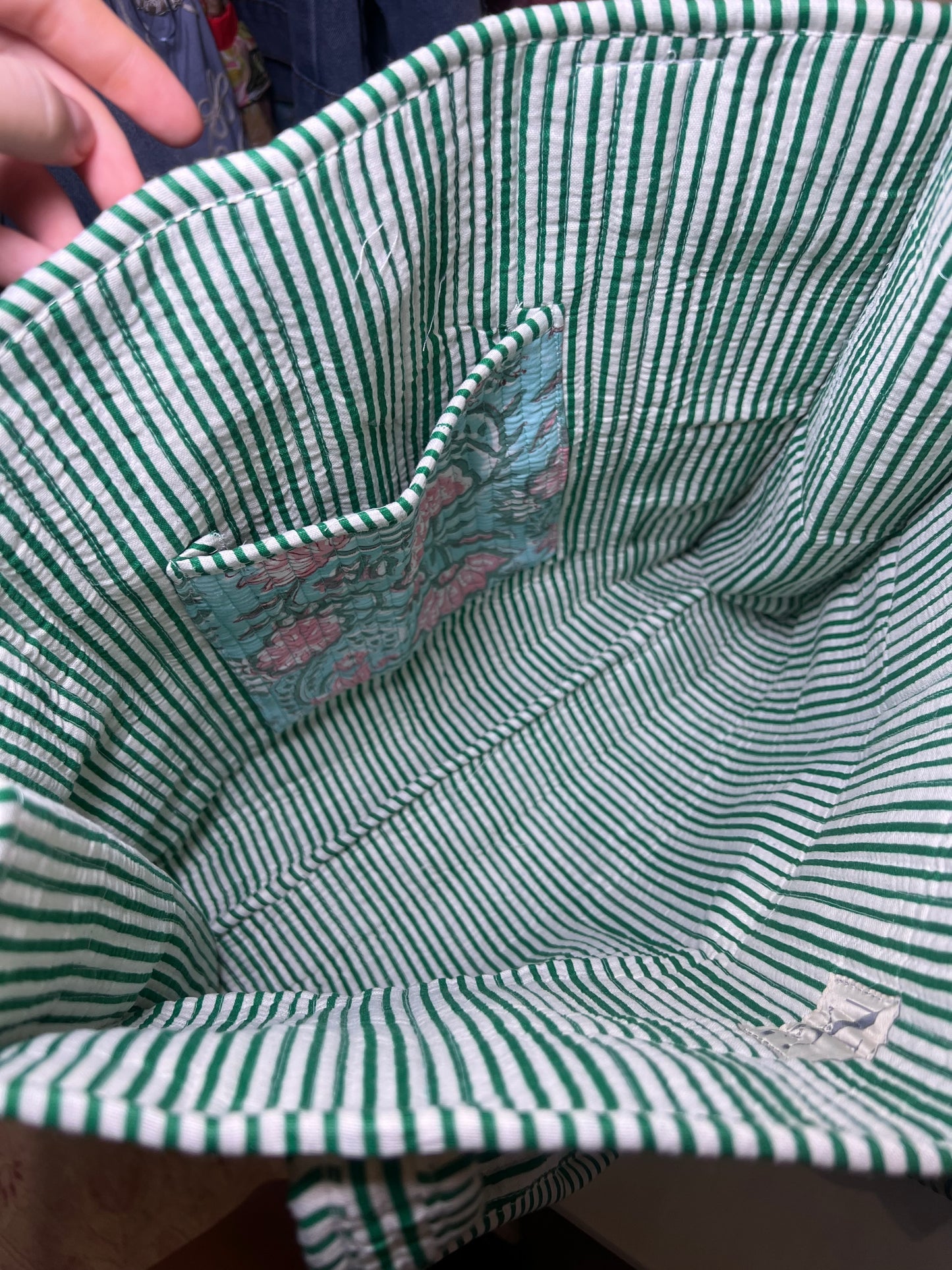 Quilted Tote Bag - Pink and Blue