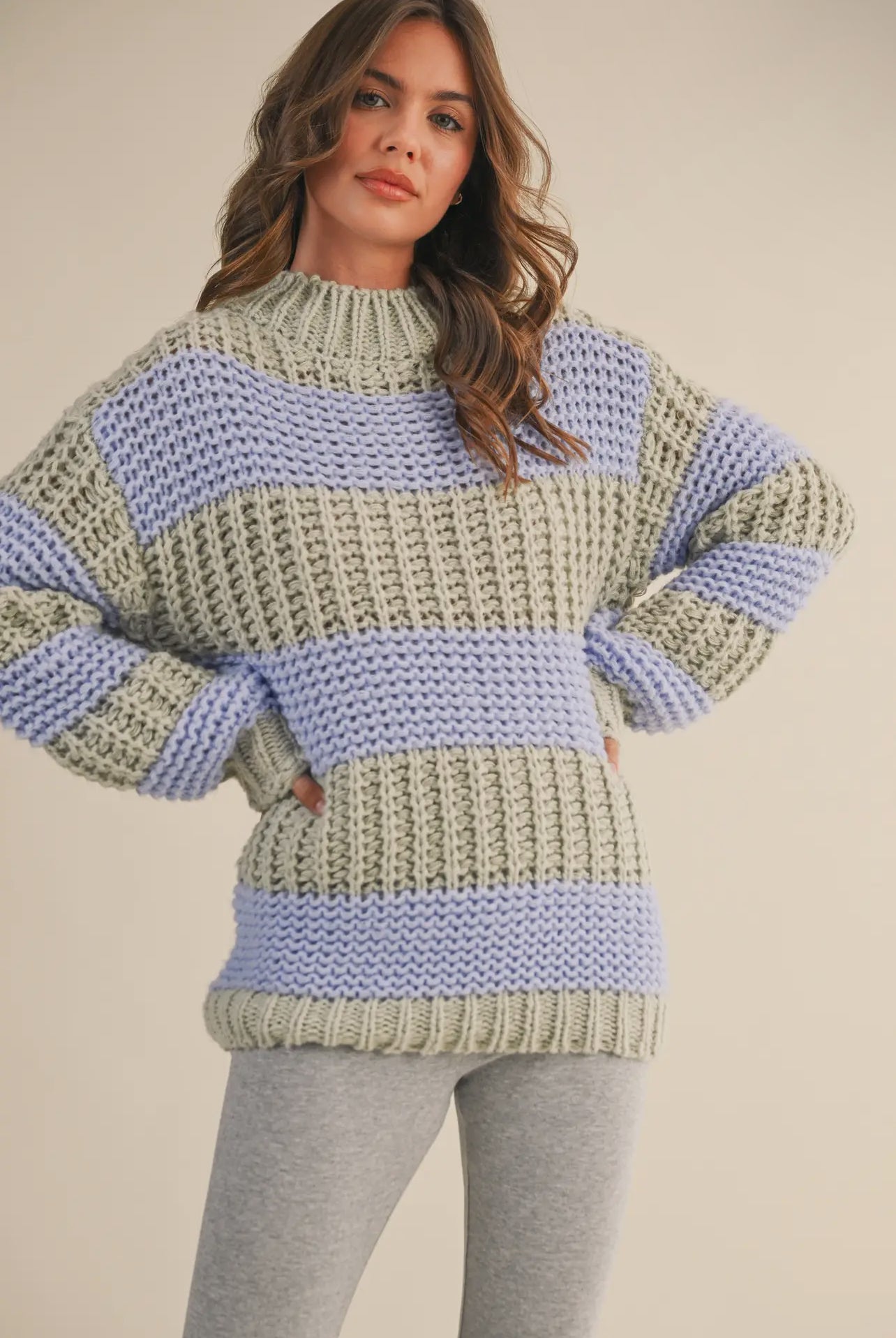 Frosted Lavender Chunky Knit Sweater