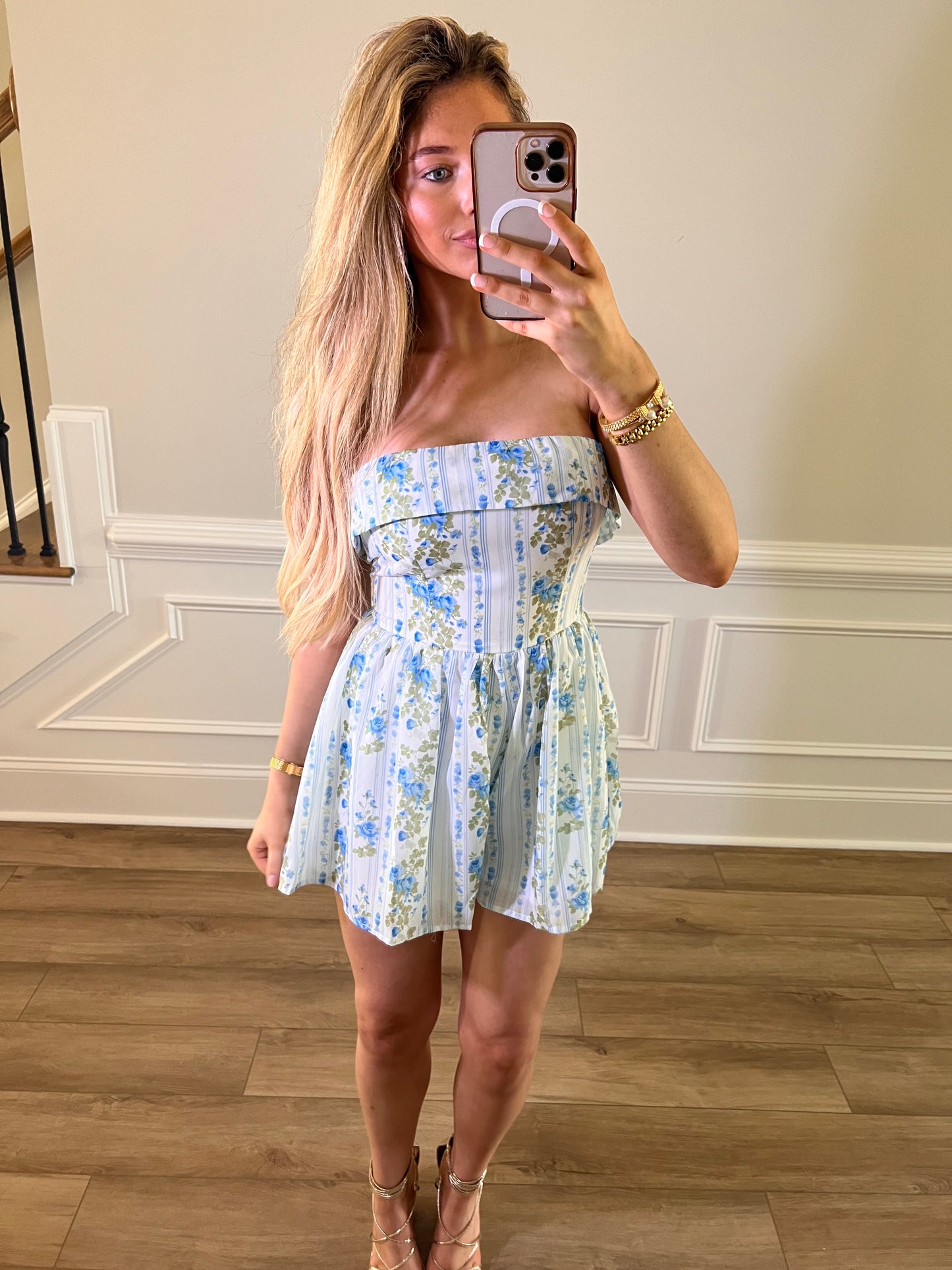 Sunday Brunch Romper - Blue