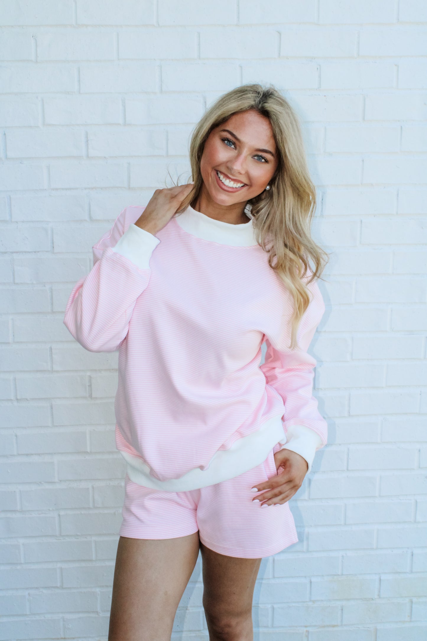 Striped Mock Neck Lounge Set