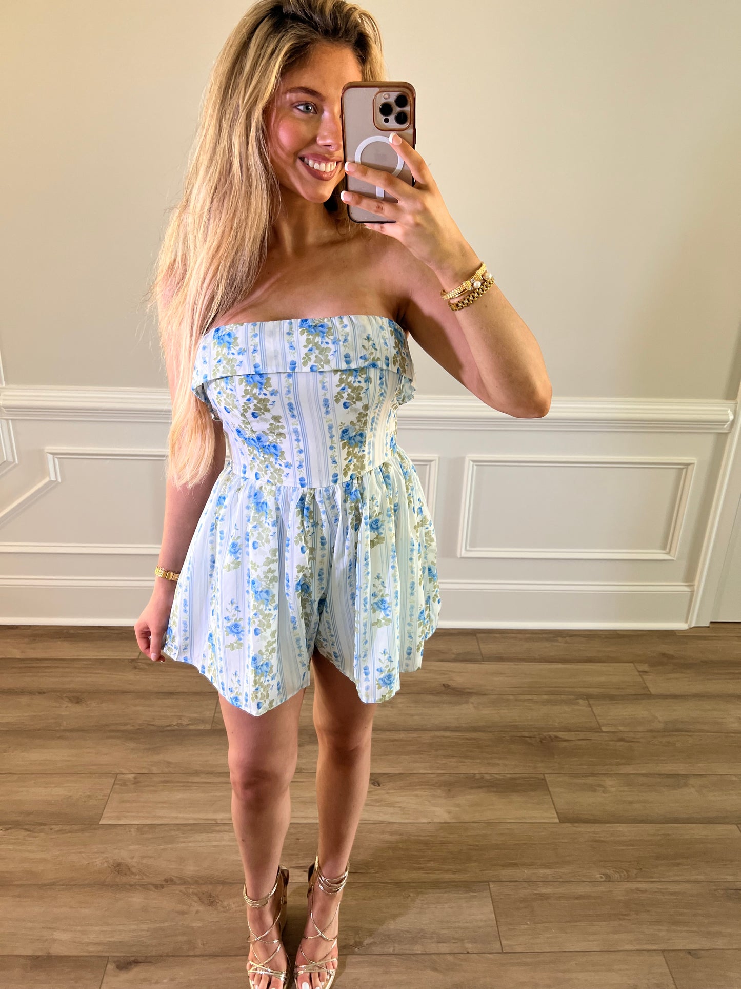 Sunday Brunch Romper - Blue