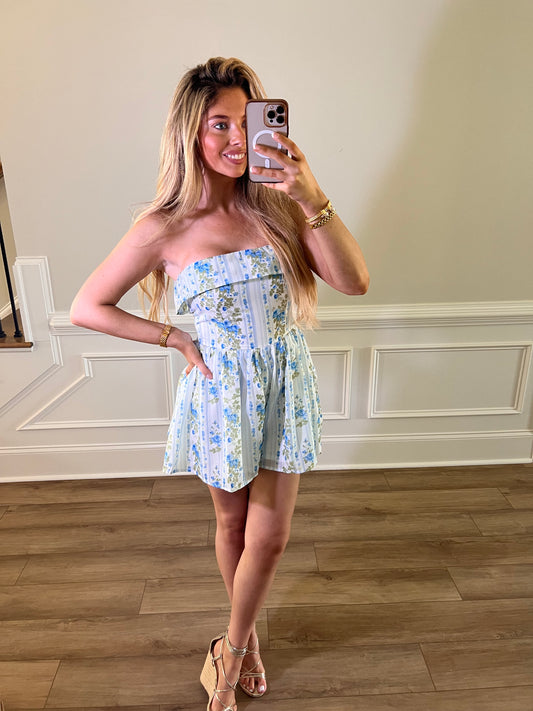Sunday Brunch Romper - Blue