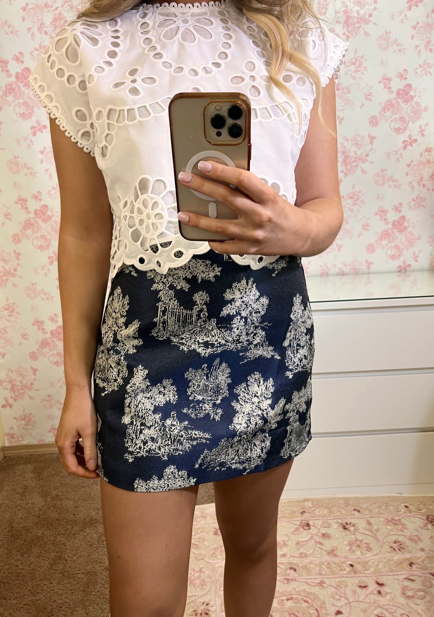 Clara Toile Jacquard Mini Skirt