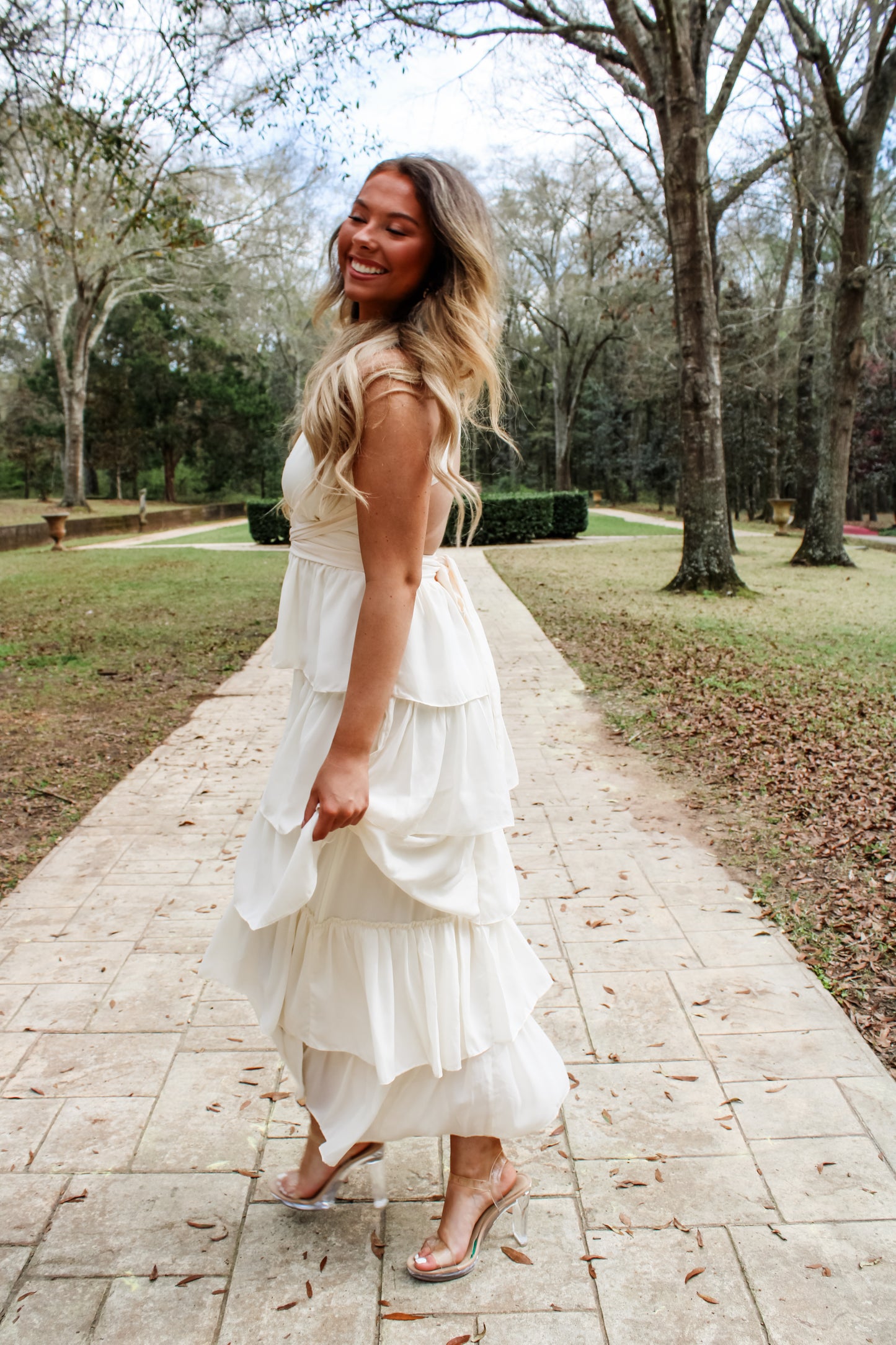 Tiered Ruffle Maxi Dress - Ivory