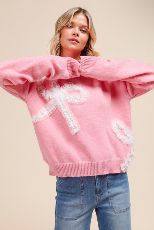 Blushing Bow Sweater - Pink