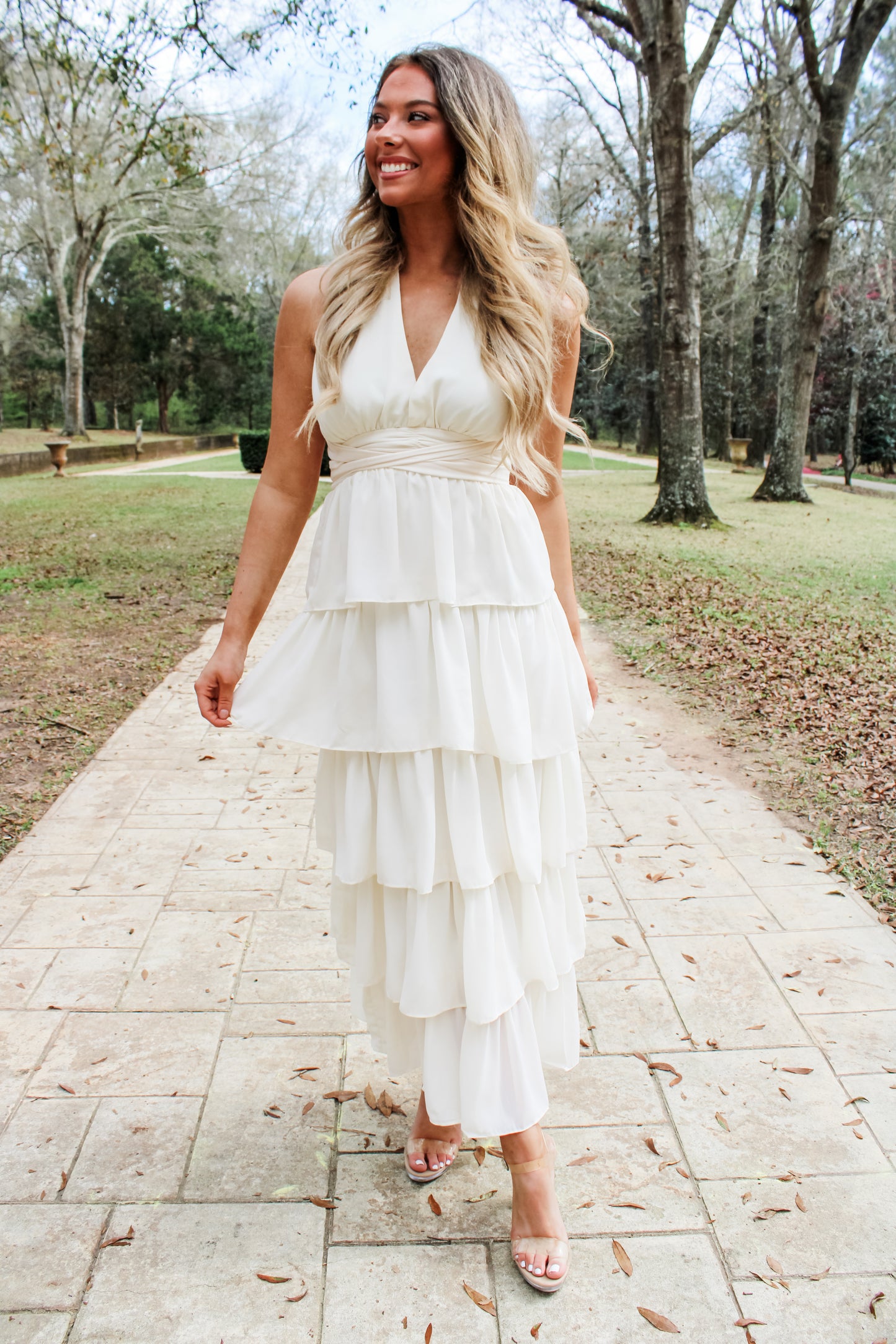 Tiered Ruffle Maxi Dress - Ivory