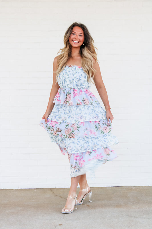 Layla Floral Tiered Ruffle Maxi Dress