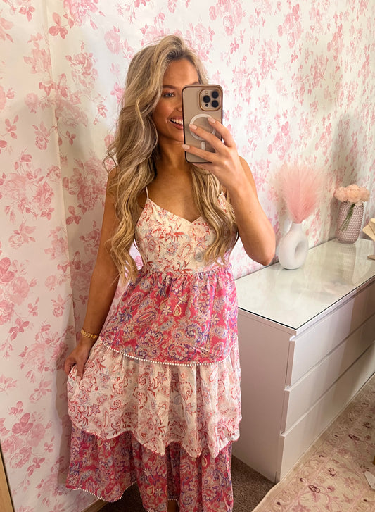Paisley Tiered Ruffle Maxi Dress