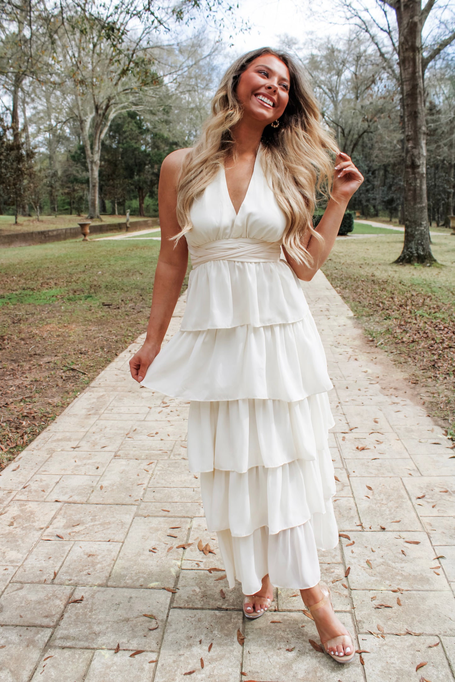 Tiered Ruffle Maxi Dress - Ivory