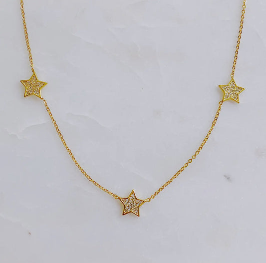 Star Rhinestone Chain Necklace