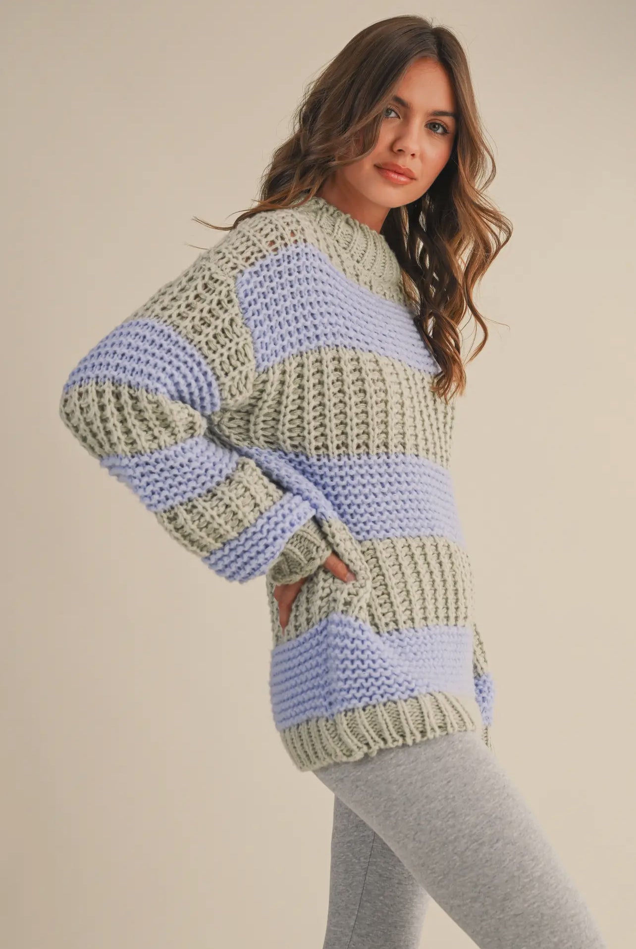 Frosted Lavender Chunky Knit Sweater