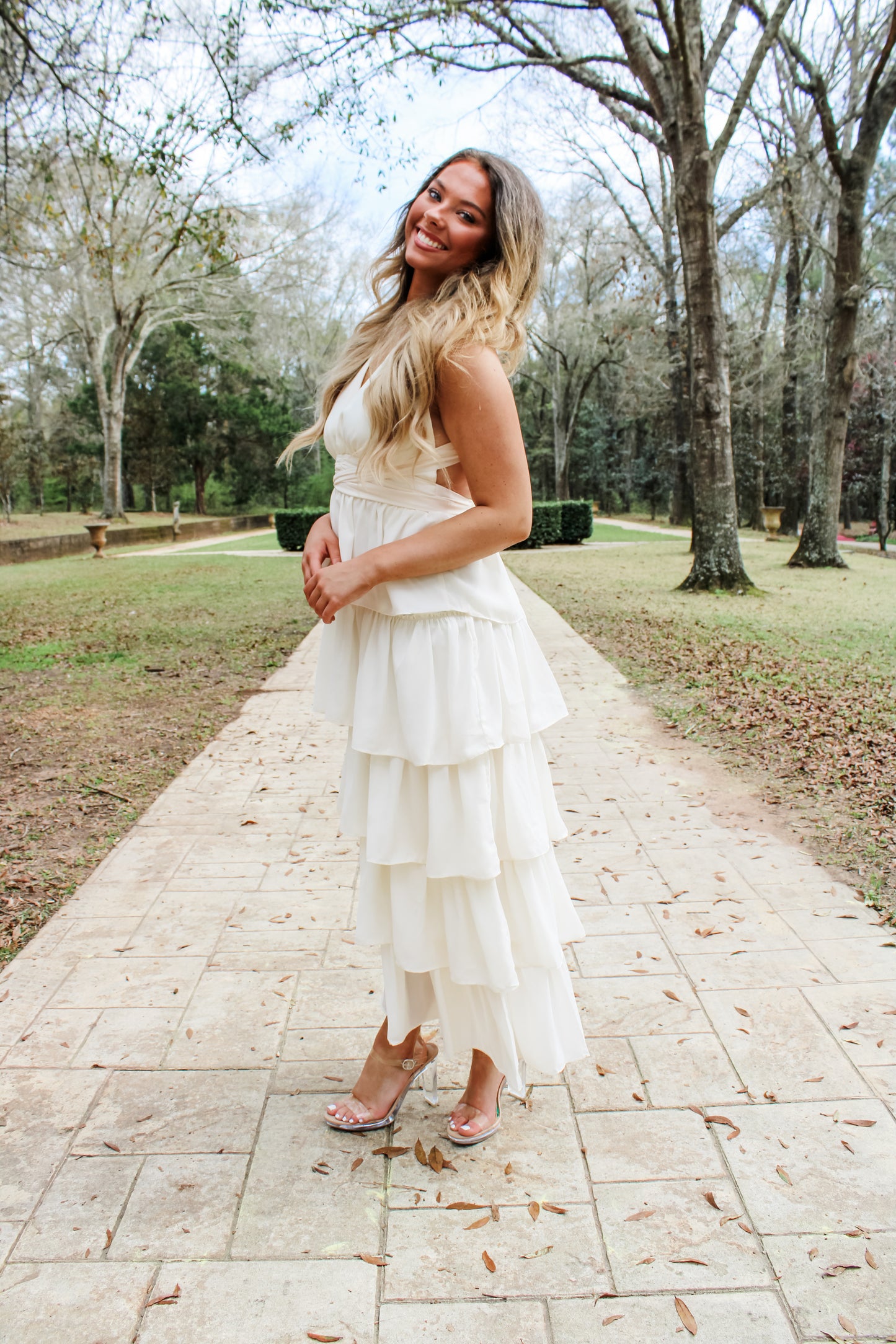 Tiered Ruffle Maxi Dress - Ivory