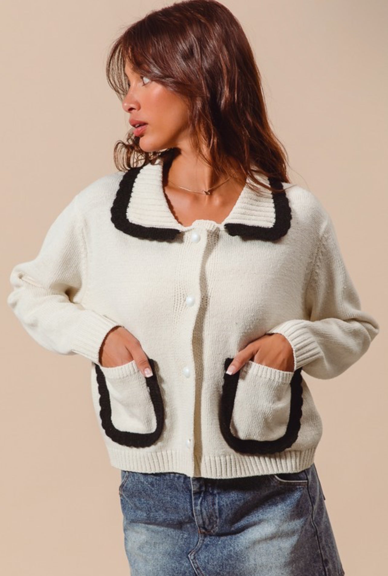 Grace Collared Cardigan - Ivory