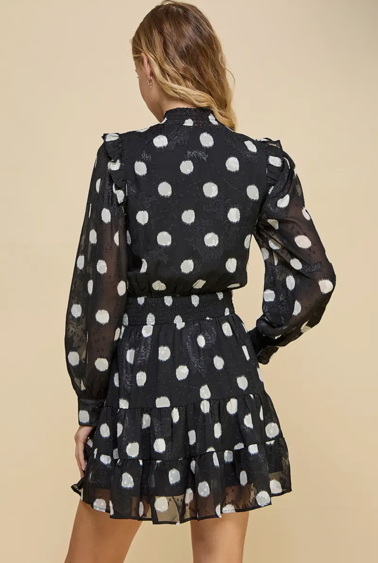 Polka Dot Mini Dress - Black & White